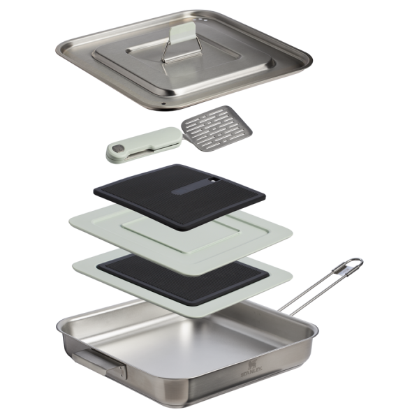 The Wildfare Pro Square Pan Cookset 5-piece set | 2 QT - Pale Pebble + Stone