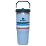 The IceFlow™ Flip Straw Tumbler | 30 OZ - Cornflower Stripe